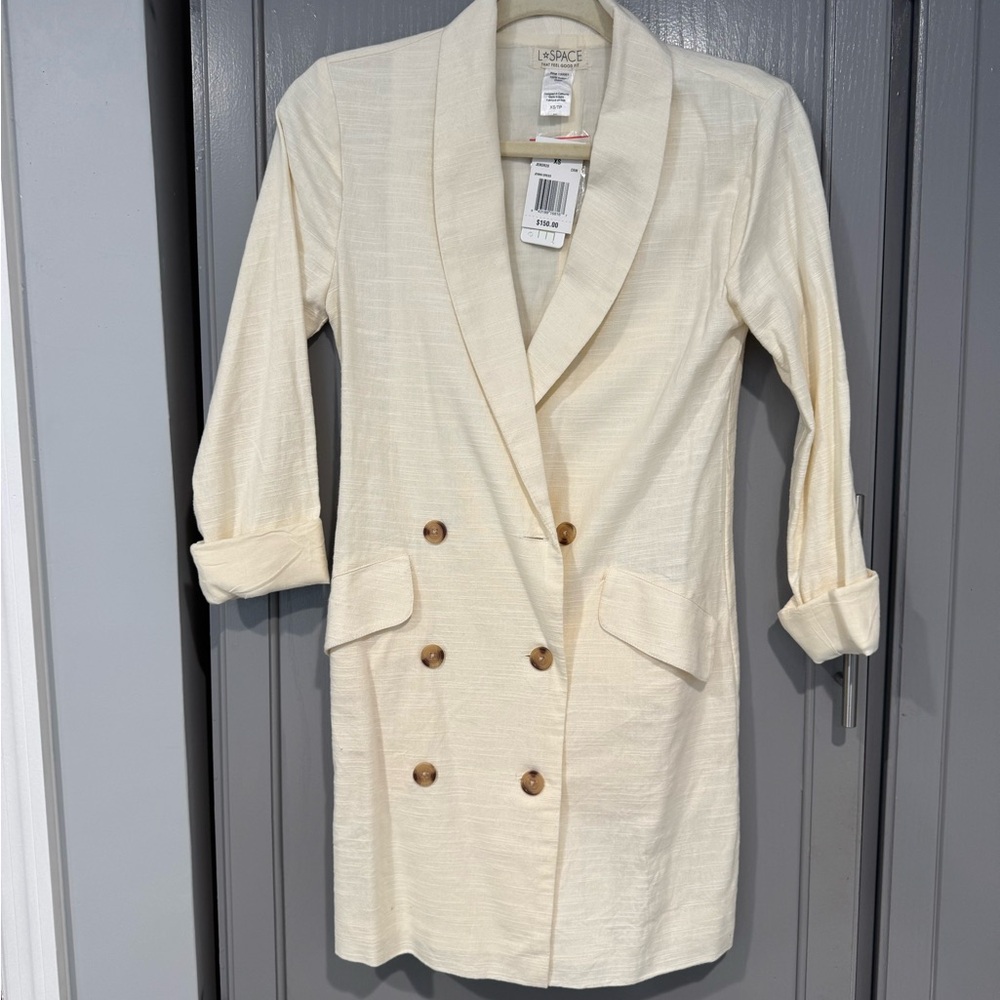 L*Space Cream Double-Breasted Blazer